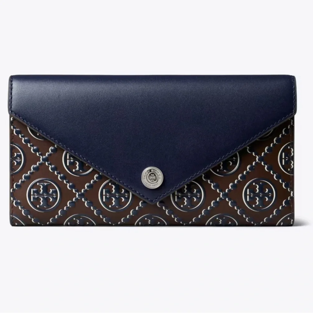 Tory Burch T Monogram Contrast Embossed Envelope Wallet